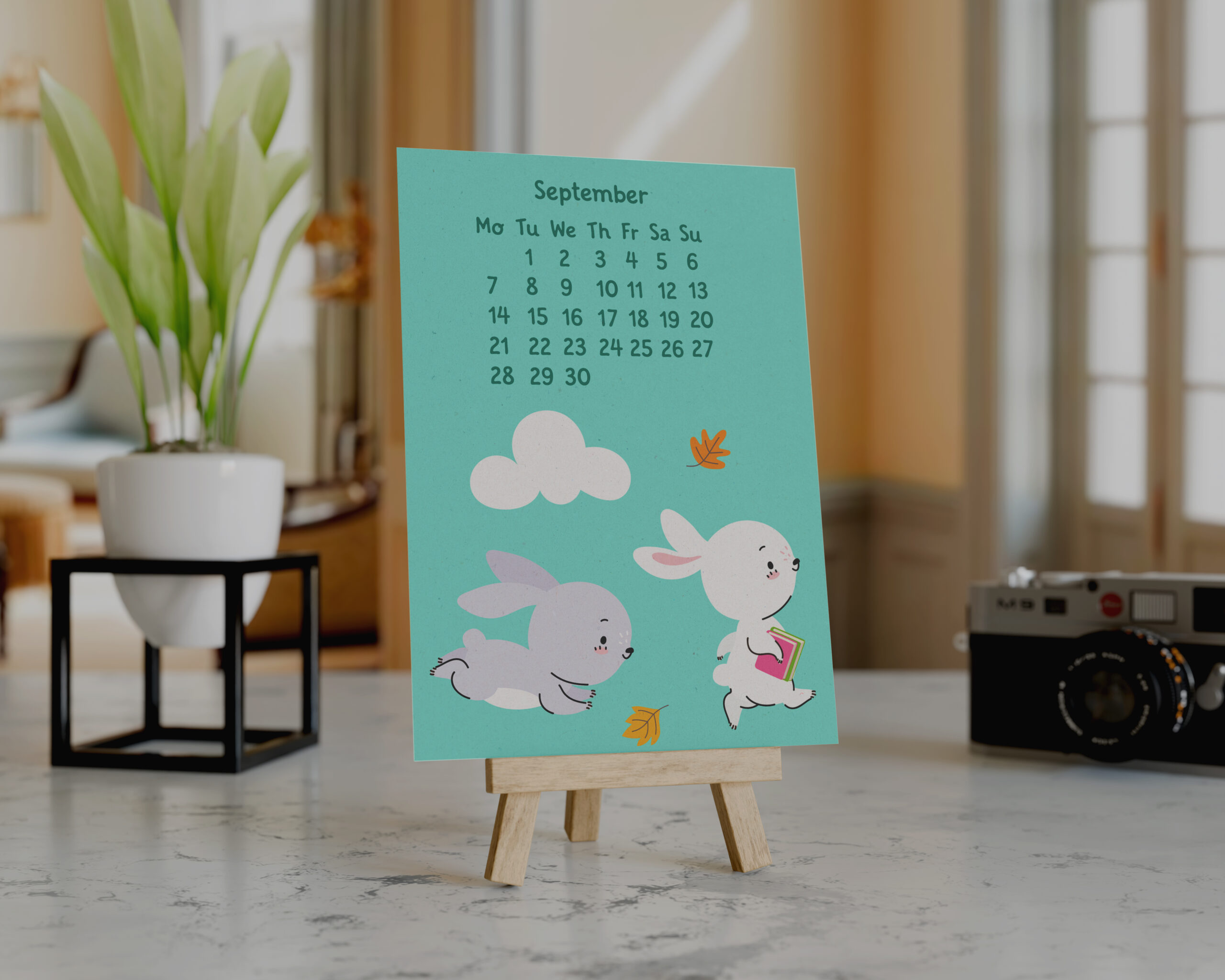 epic graphic designs 2026 vertical desk calendar with cute bunny illustrations, 4x6 inch monthly calendar, wooden easel stand epic graphic designs 2026 vertical desk calendar with cute bunny illustrations, 4x6 inch monthly calendar, wooden easel stand