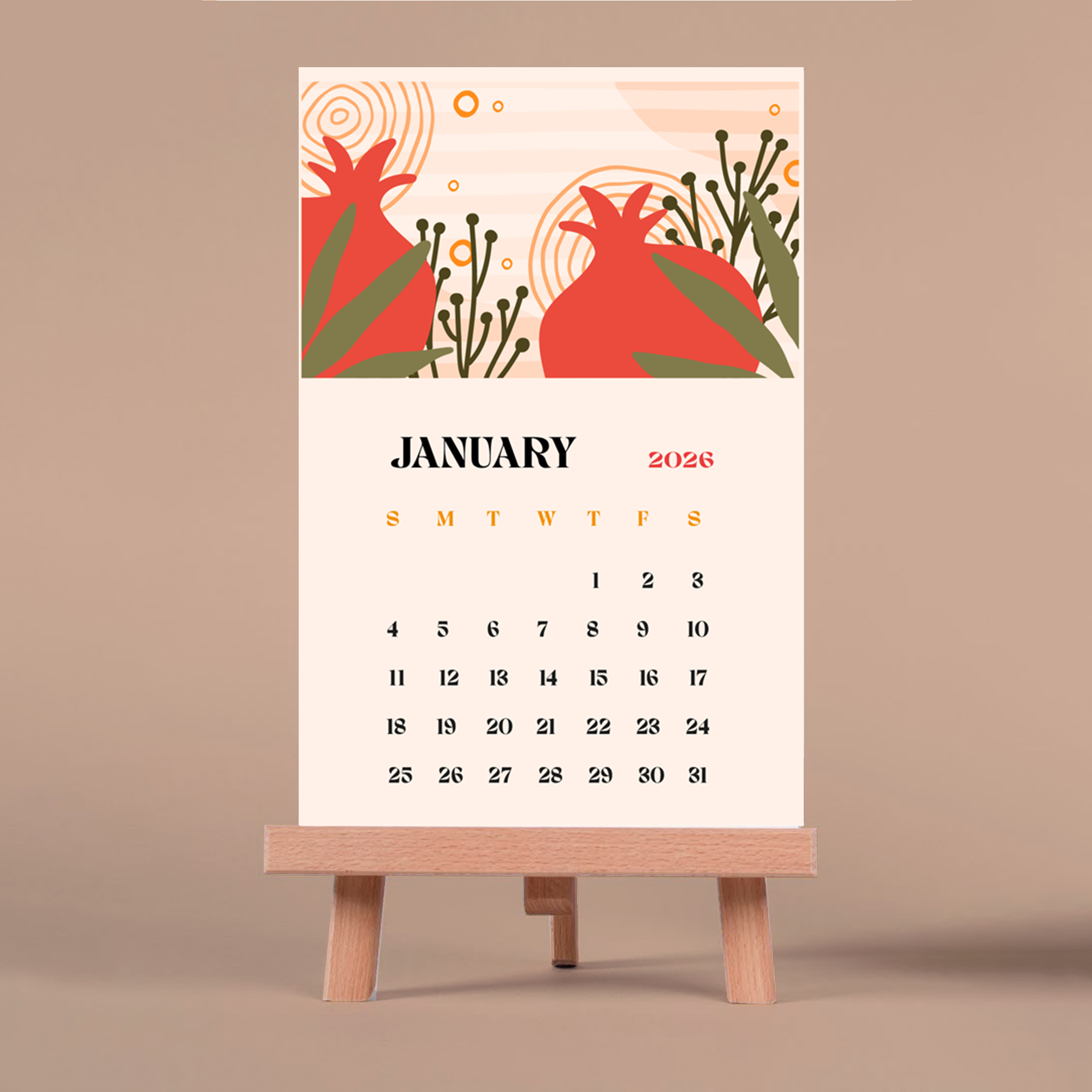 epic graphic designs 2026 hand drawn modern illustrations desktop calendar with wooden stand, monthly pages, 4x6 inch display size epic graphic designs 2026 hand drawn modern illustrations desktop calendar with wooden stand, monthly pages, 4x6 inch display size