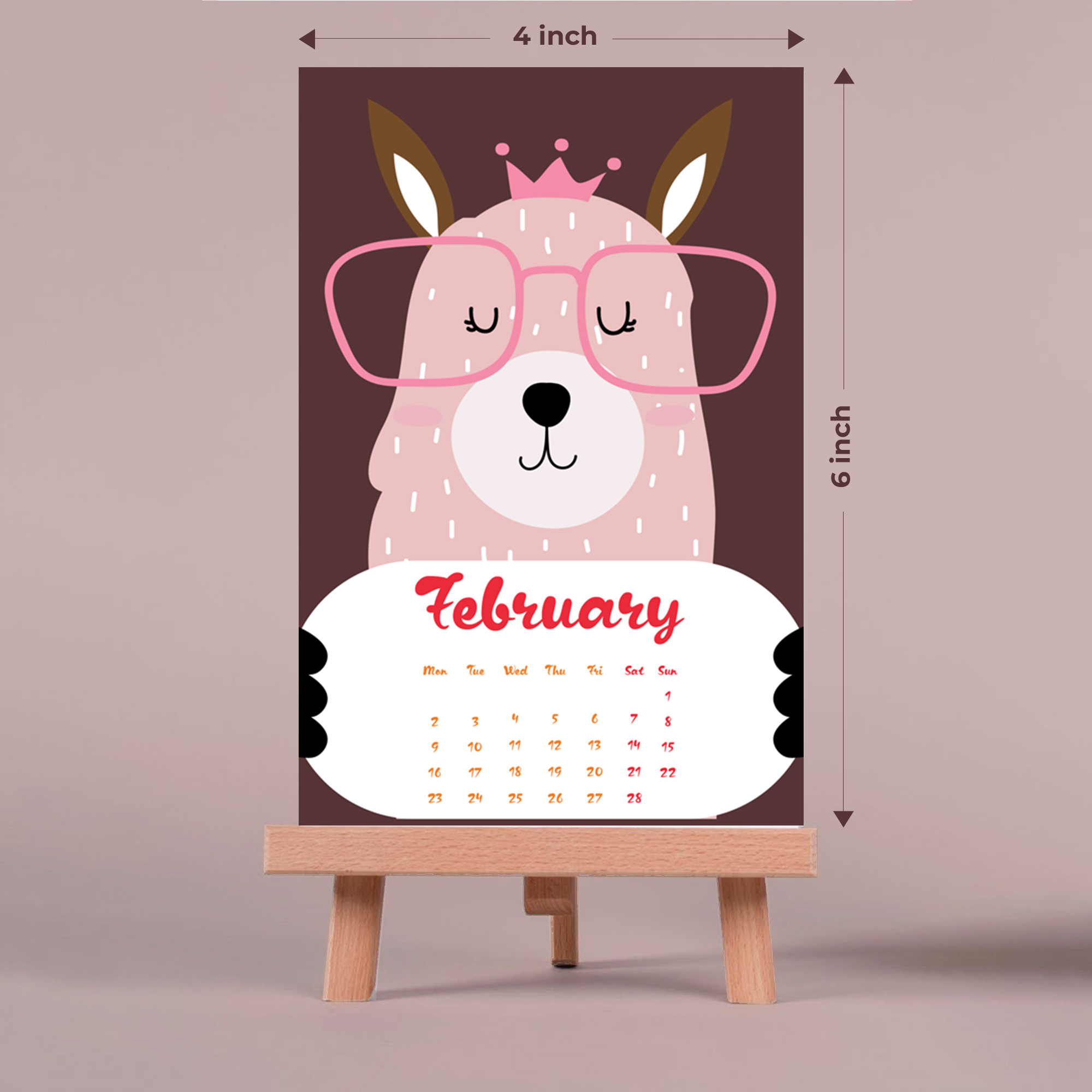 epic graphic designs 2026 llama illustrations desktop calendar with wooden stand, monthly pages, 4x6 inch display size epic graphic designs 2026 llama illustrations desktop calendar with wooden stand, monthly pages, 4x6 inch display size