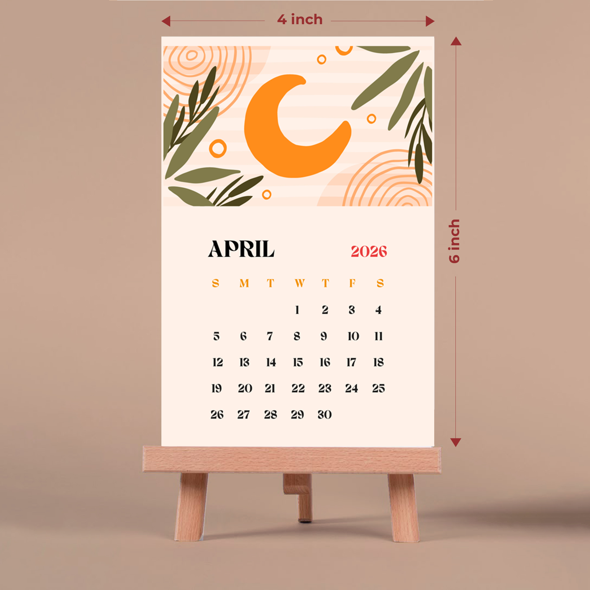 epic graphic designs 2026 hand drawn modern illustrations desktop calendar with wooden stand, monthly pages, 4x6 inch display size epic graphic designs 2026 hand drawn modern illustrations desktop calendar with wooden stand, monthly pages, 4x6 inch display size